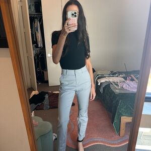 H&M Black Top with Light Gray High-Waist Trousers